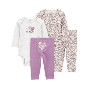 Carter’s Floral Baby Girl’s Layette Outfit Set with Heart Detail 4-Piece Set